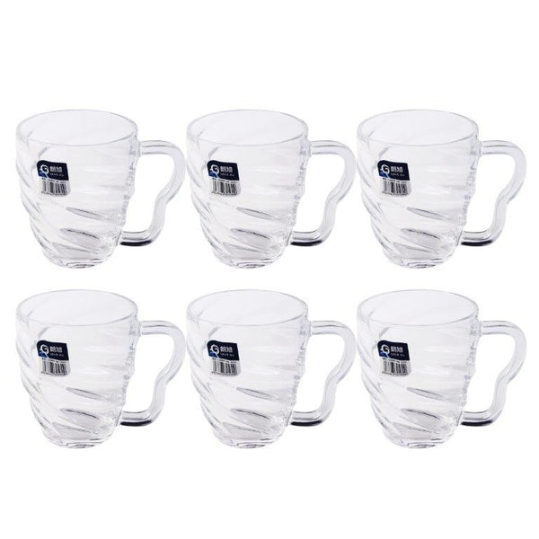 Premium Lead Free Glass Tea Cup Set of 6 Pcs 410 ml  (Ctn Box 8 units)