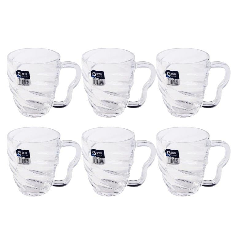 Premium Lead Free Glass Tea Cup Set of 6 Pcs 410 ml  (Ctn Box 8 units)