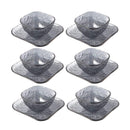 Crystal Glass Ice Cream and Dessert Bowl with Saucer Set of 12 Pcs 10*6.5/15.5*1.5 cm (Ctn Box 6 units)