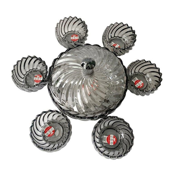 Crystal Cut Glass Ice Cream and Dessert Bowl Set of 7 Pcs 1100+1300 ml  (Ctn Box 6 units)