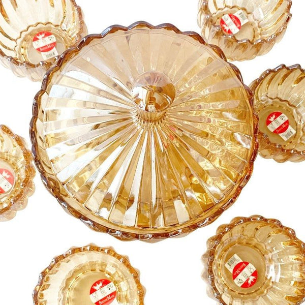 Crystal Cut Glass Ice Cream and Dessert Bowl Set of 7 Pcs 1100+1300 ml  (Ctn Box 6 units)
