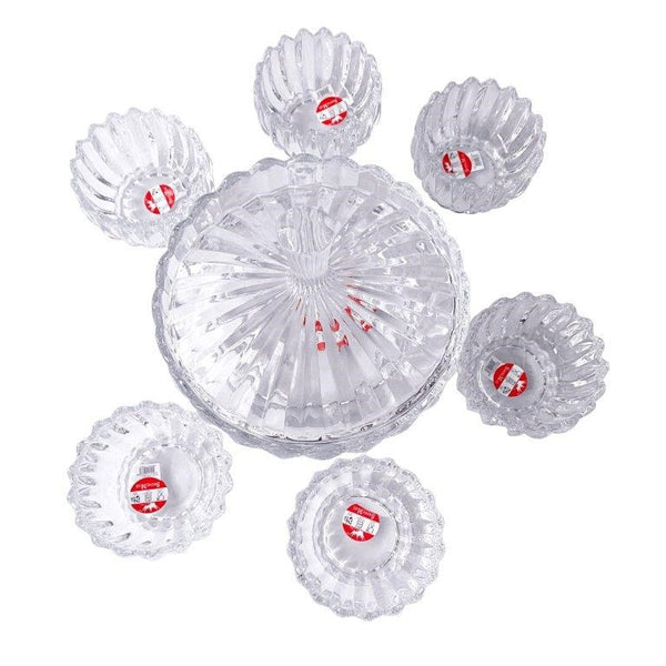 Crystal Cut Glass Ice Cream and Dessert Bowl Set of 7 Pcs 1100+1300 ml  (Ctn Box 6 units)