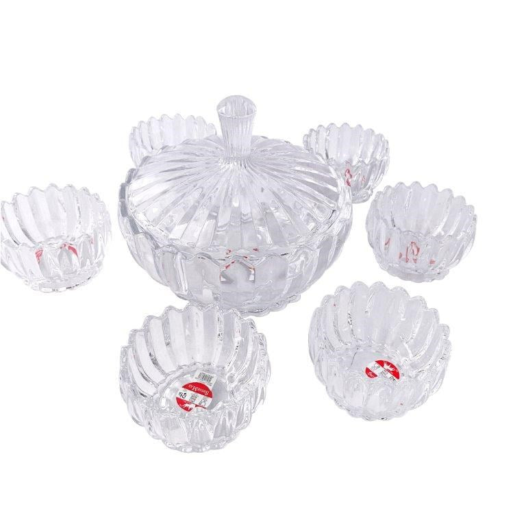 Crystal Cut Glass Ice Cream and Dessert Bowl Set of 6 Pcs 1100+1300 ml  (Ctn Box 6 units)