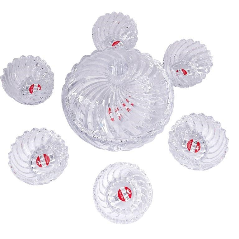 Crystal Cut Glass Ice Cream and Dessert Bowl Set of 7 Pcs 1100+1300 ml  (Ctn Box 6 units)
