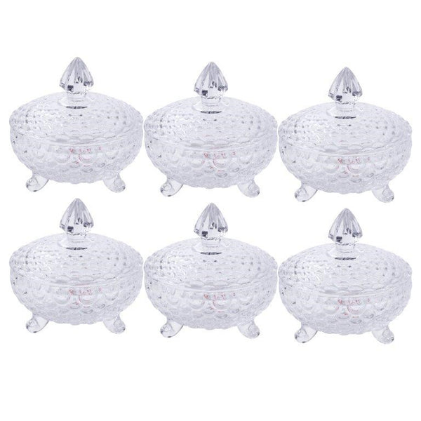 Crystal Glass Ice Cream and Dessert Bowl Set of 7 Pcs 10*6/18*17.5 cm (Ctn Box 6 units)