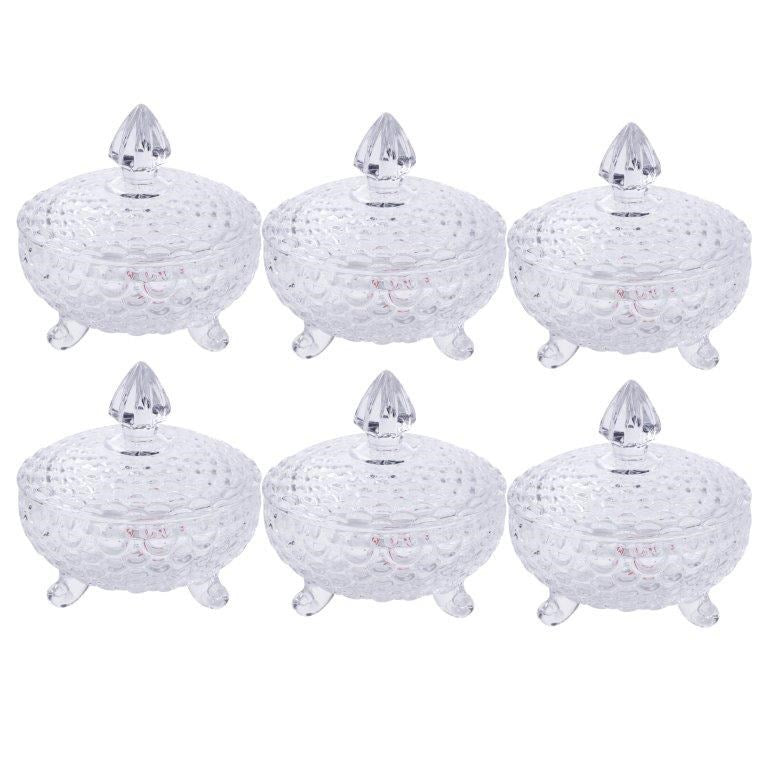 Crystal Glass Ice Cream and Dessert Bowl Set of 7 Pcs 10*6/18*17.5 cm (Ctn Box 6 units)