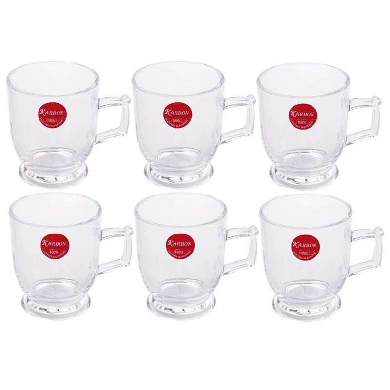 Premium Lead Free Glass Tea Cup Set of 6 Pcs 164 ml (Ctn Box 12 units)
