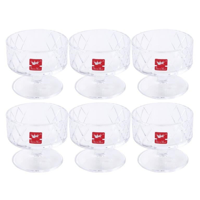 Crystal Glass Ice Cream and Dessert Bowl Set of 6 Pcs 180 ml  (Ctn Box 12 units)