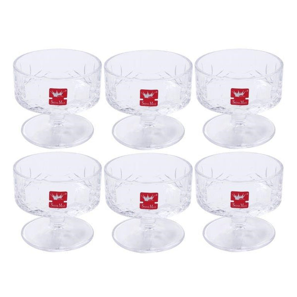 Crystal Glass Ice Cream and Dessert Bowl Set of 6 Pcs 180 ml  (Ctn Box 12 units)