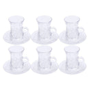 Premium Clear Glass Tea cup with Saucer Set of 6 Pcs 11/110 ml  (Ctn Box 8 units)