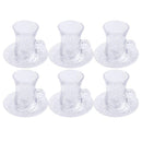 Premium Clear Glass Tea cup with Saucer Set of 6 Pcs 11/110 ml  (Ctn Box 8 units)