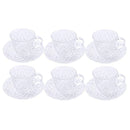Premium Clear Glass Tea cup with Saucer Set of 6 Pcs 15/220 ml  (Ctn Box 8 units)