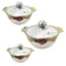 White Ceramic Gold Rim Bowl Fine Porcelain Casserole Set of 3 Pcs 7''+8''+9''  (Ctn Box 8 units)