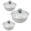 White Ceramic Gold Rim Bowl Fine Porcelain Casserole Set of 3 Pcs 7''+8''+9''  (Ctn Box 8 units)