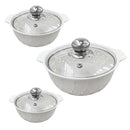 White Ceramic Gold Rim Bowl Fine Porcelain Casserole Set of 3 Pcs 7''+8''+9''  (Ctn Box 8 units)
