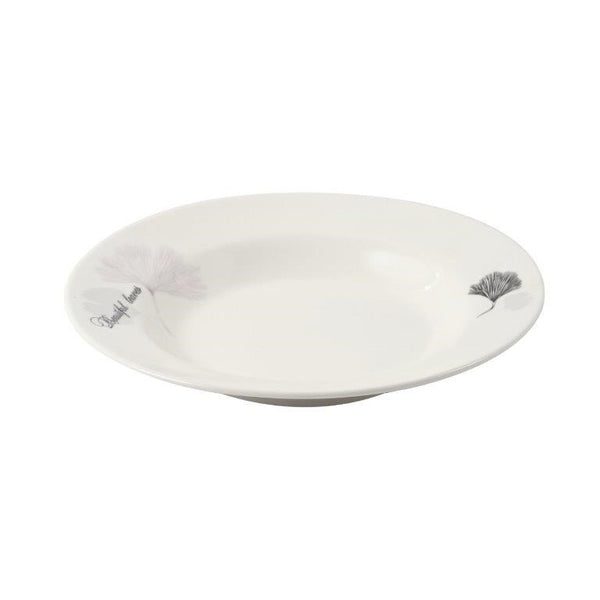 White Ceramic Floral Print Tableware Round Serving Dish Plate 8''  (Ctn Box 60 units)