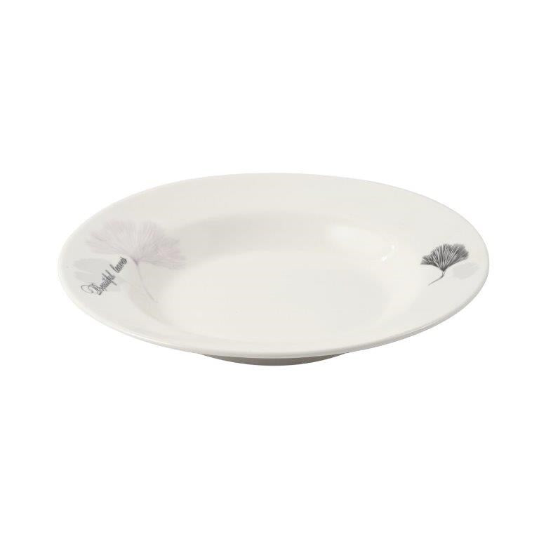 White Ceramic Floral Print Tableware Round Serving Dish Plate 8''  (Ctn Box 60 units)