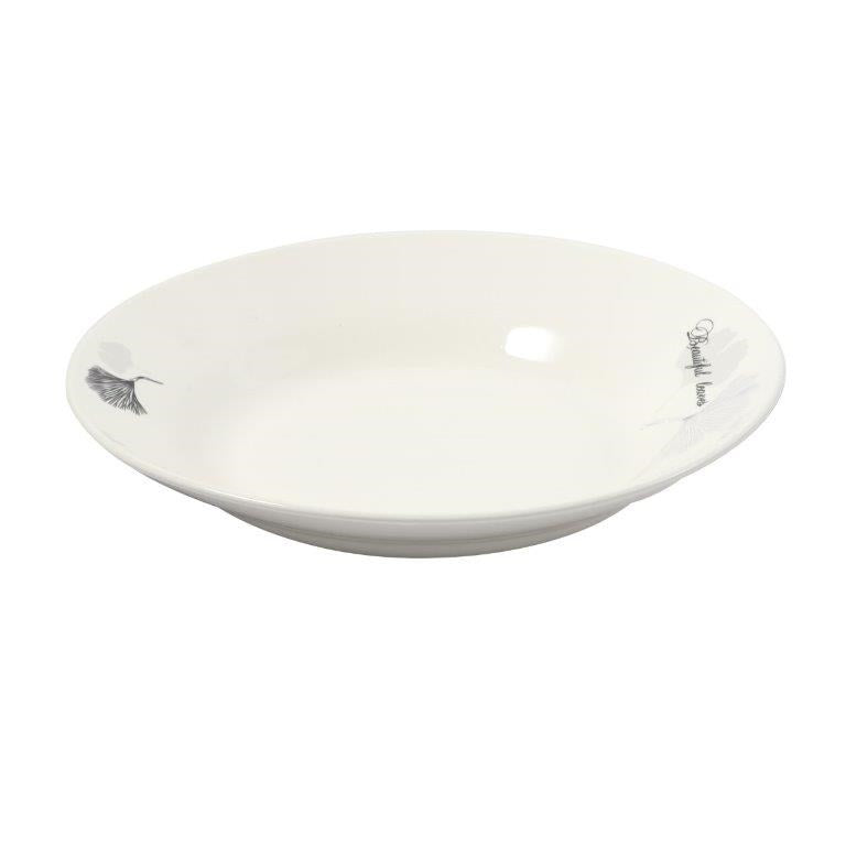 White Ceramic Floral Print Tableware Round Serving Dish Plate 9''  (Ctn Box 40 units)