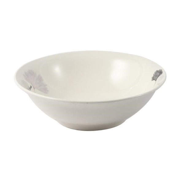 White Ceramic Floral Print Tableware Round Serving Dish Bowl 9''  (Ctn Box 30 units)
