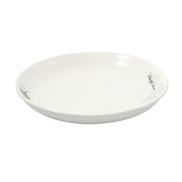 White Ceramic Floral Print Tableware Round Serving Dish Plate 10''  (Ctn Box 35 units)