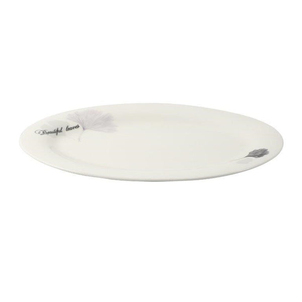 White Ceramic Floral Print Tableware Oval Serving Dish Plate 10''  (Ctn Box 40 units)