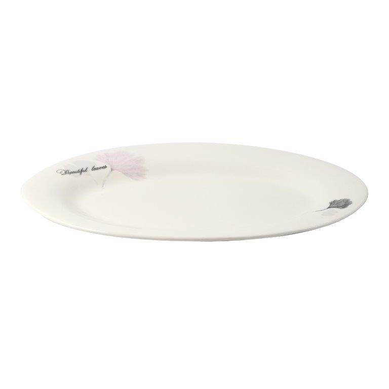 White Ceramic Floral Print Tableware Oval Serving Dish Plate 12''  (Ctn Box 30 units)