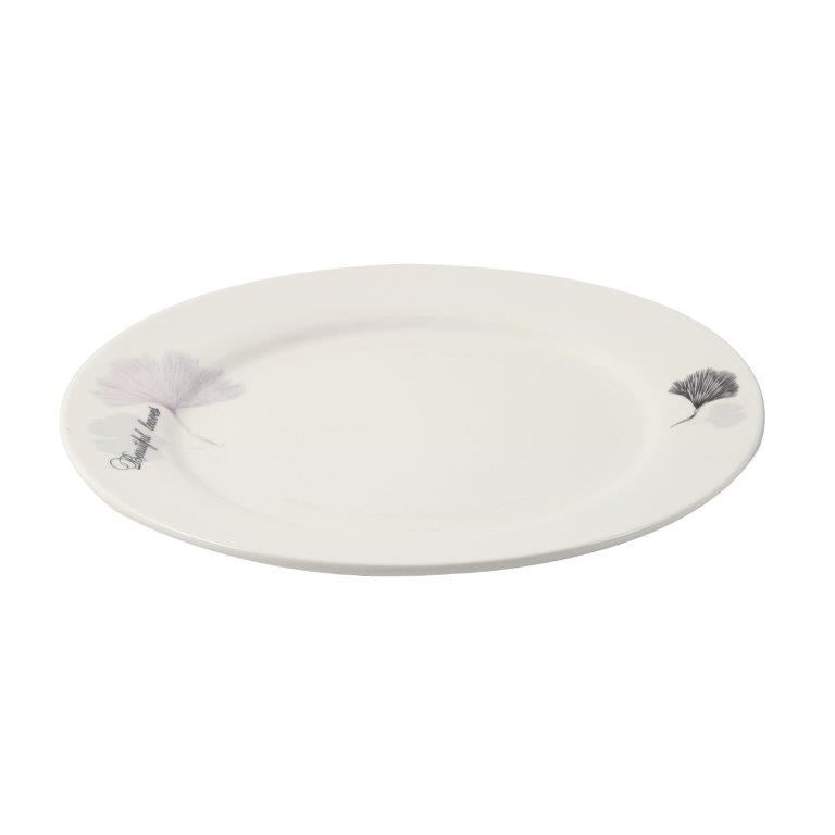 White Ceramic Floral Print Tableware Round Serving Dish Plate 9''  (Ctn Box 40 units)