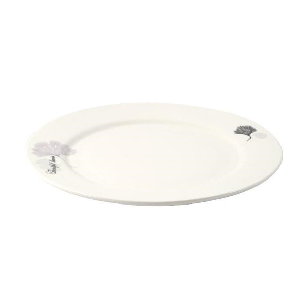 White Ceramic Floral Print Tableware Round Serving Dish Plate 10.5''  (Ctn Box 36 units)