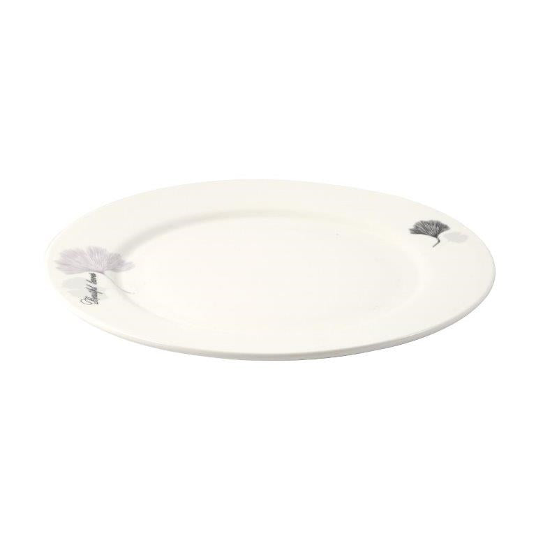 White Ceramic Floral Print Tableware Round Serving Dish Plate 10.5''  (Ctn Box 36 units)