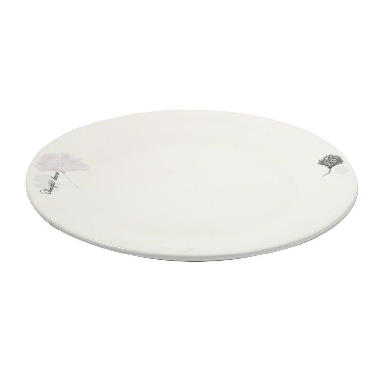 White Ceramic Floral Print Tableware Round Serving Dish Plate 12''  (Ctn Box 20 units)