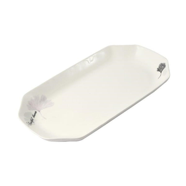 White Ceramic Floral Print Tableware Oval Serving Dish Plate 30 cm  (Ctn Box 30 units)