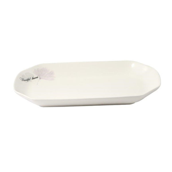 White Ceramic Floral Print Tableware Oval Serving Dish Plate 32 cm  (Ctn Box 30 units)
