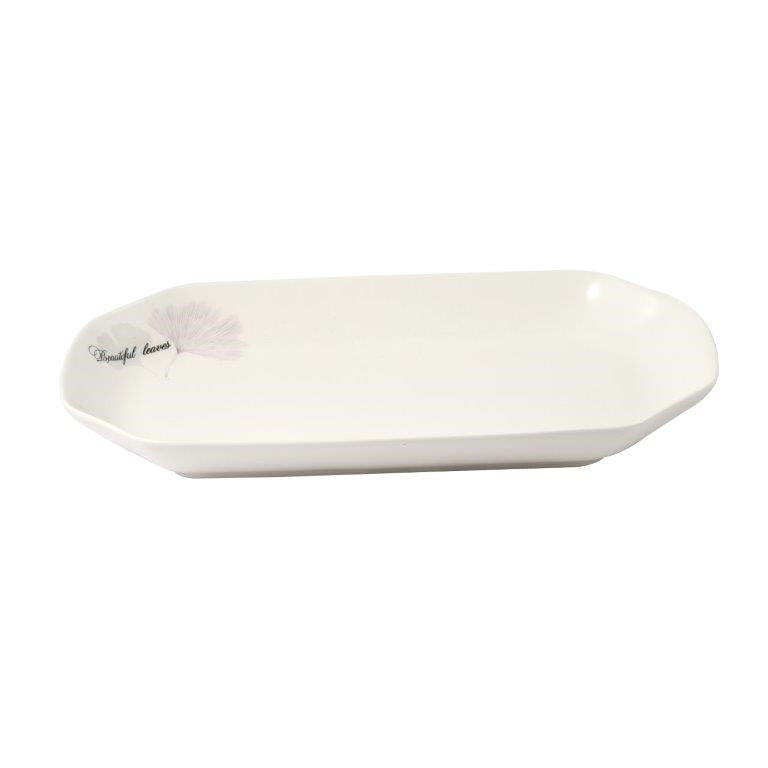 White Ceramic Floral Print Tableware Oval Serving Dish Plate 32 cm  (Ctn Box 30 units)