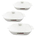 White Ceramic Plain Rim Bowl Fine Porcelain Casserole Set of 3 Pcs 11.5+12.5+13.5''  (Ctn Box 6 units)