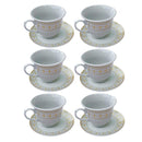 Ceramic Tea Cup and Saucer Set of 6 pcs Abstract Print 12.5cm/9*8.5 cm (Ctn Box 12 units)