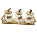 Ceramic Tea Coffee Sugar Canister Set of 3 Pcs with Tray 13*8.5*10.5 cm  (Ctn Box 12 units)