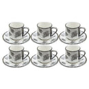 Ceramic Tea Cup and Saucer Set Abstract Print ** 150cc/14 cm  (Ctn Box 12 units)