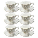 Ceramic Coffee Cup and Saucer Set of 6 Pcs Abstract Print 7*5.5/11 cm  (Ctn Box 20 units)
