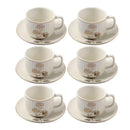 Ceramic Coffee Cup and Saucer Set of 6 Pcs Abstract Print 6.5*4.5/11 cm  (Ctn Box 20 units)