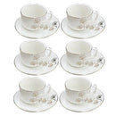 Ceramic Tea Cup and Saucer Set of 6 Pcs Abstract Print 7.5*5.5/14 cm  (Ctn Box 12 units)