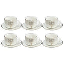 Ceramic Coffee Cup and Saucer Set of 6 Pcs Abstract Print 6.5*4.5/11 cm  (Ctn Box 20 units)