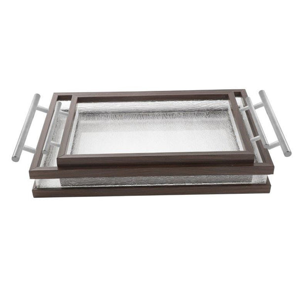 Plastic Rectangular Serving Tray Set of 2 46.5*28*6 cm/38.5*23*6 cm  (Ctn Box 12 units)