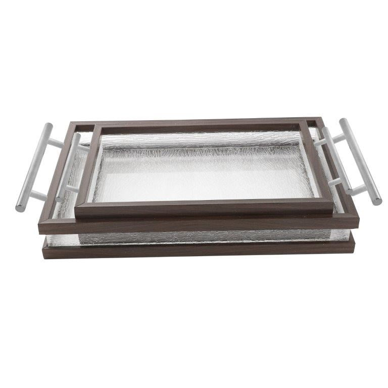 Plastic Rectangular Serving Tray Set of 2 46.5*28*6 cm/38.5*23*6 cm  (Ctn Box 12 units)