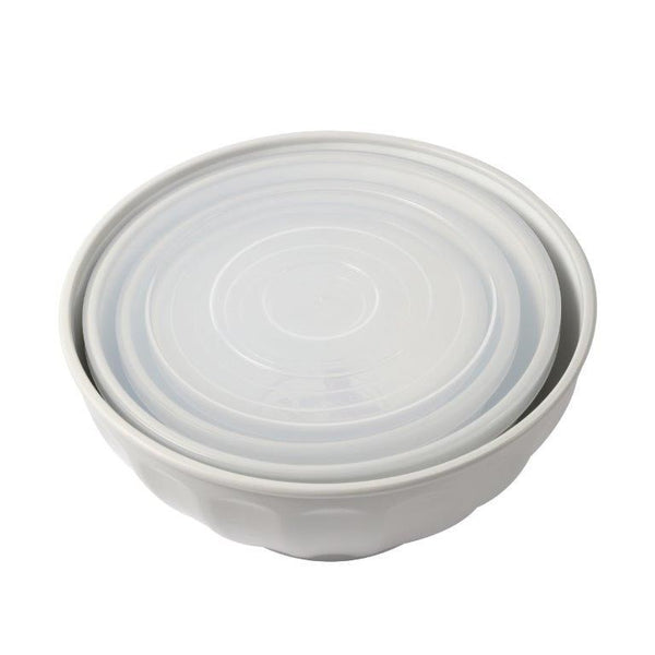 Plastic Airtight Stackable Salad Bowl Set of 4 Pcs 19.5*11/22*13/25.5*14/29*18 cm  (Ctn Box 12 units)