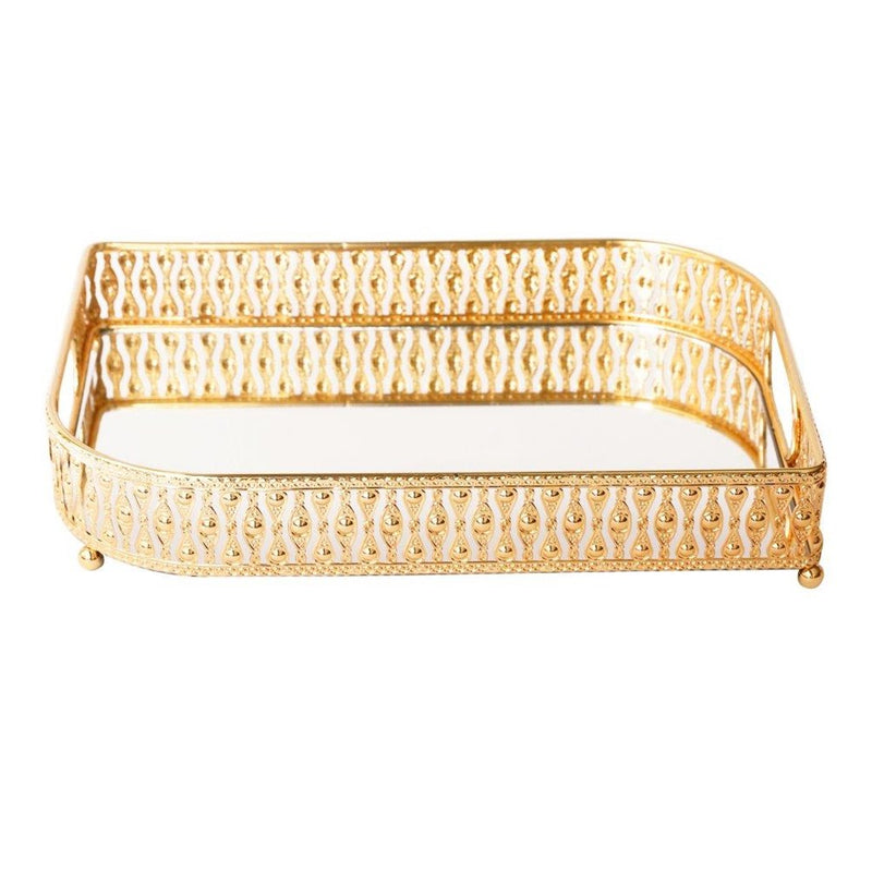 Deco Beige Metal Rectangular Serving Tray Set of 2 Pcs 25*35/40*30 cm (Ctn Box 8 units)
