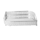 Deco Silver Metal Rectangular Serving Tray Set of 2 Pcs 25*35/40*30 cm (Ctn Box 8 units)