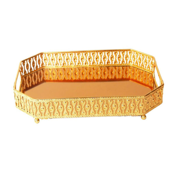 Deco Gold Metal Rectangular Serving Tray Set of 2 Pcs 34*24.50/30*39.5 cm (Ctn Box 8 units)