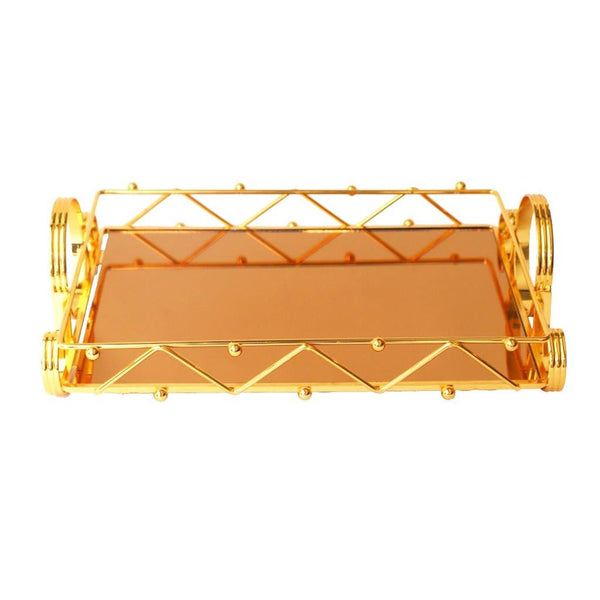 Deco Gold Metal Rectangular Serving Tray Set of 2 Pcs 38*25/43*30 cm (Ctn Box 8 units)