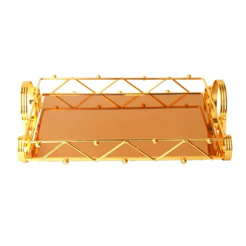Deco Gold Metal Rectangular Serving Tray Set of 2 Pcs 38*25/43*30 cm (Ctn Box 8 units)