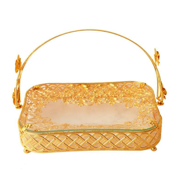 Deco Gold Metal Rectangle Serving Tray Fruit Basket (Ctn Box 8 units)